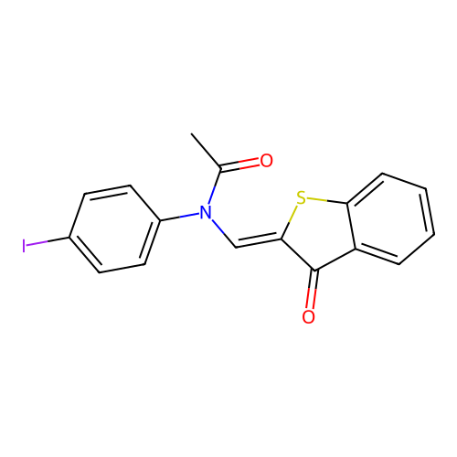 (Z)-N-(4-iodophenyl)-N-((3-oxobenzo[b]thiophen-2(3H)-ylidene)methyl)acetamide structure