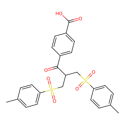 4-(3-Tosyl-2-(tosylmethyl)propanoyl)benzoic acid structure