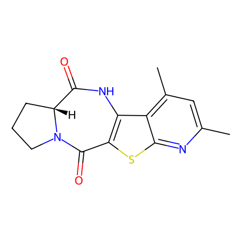 (6aR)-6a,7,8,9-Tetrahydro-2,4-dimethyl-6H-pyrido[3',2':4,5]thieno[3,2-e]pyrrolo[1,2-a][1,4]diazepine-6,11(5H)-dione structure