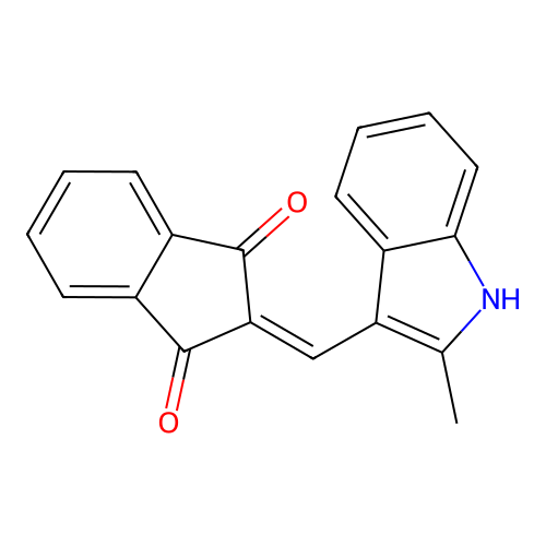 2-[(2-methyl-1H-indol-3-yl)methylene]-1H-indene-1,3(2H)-dione structure