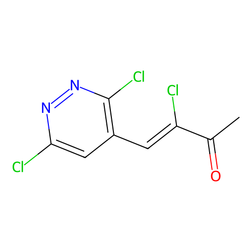 (Z)-3-chloro-4-(3,6-dichloropyridazin-4-yl)but-3-en-2-one structure