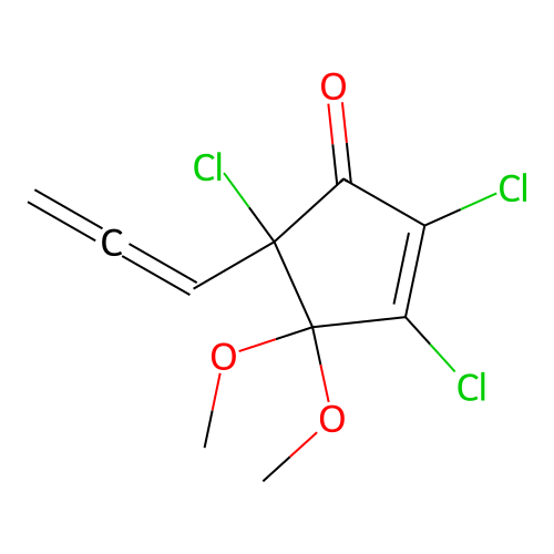 5-Allenyl-2,3,5-trichloro-4,4-dimethoxycyclopent-2-en-1-one structure
