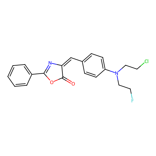 2-Oxazolin-5-one, 4-(p-((2-chloroethyl)(2-fluoroethyl)amino)benzylidene)-2-phenyl- structure
