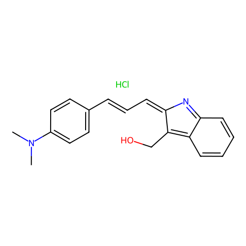 2-(3'-(4-Dimethylaminophenyl)-2'-propenyliden)-3-hydroxymethyl-2H-indolenine structure