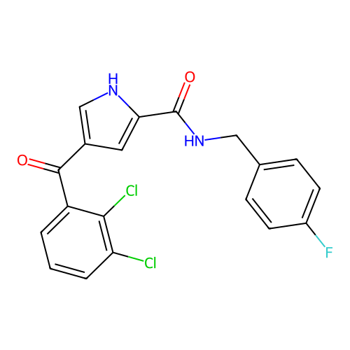 4-(2,3-dichlorobenzoyl)-N-(4-fluorobenzyl)-1H-pyrrole-2-carboxamide structure