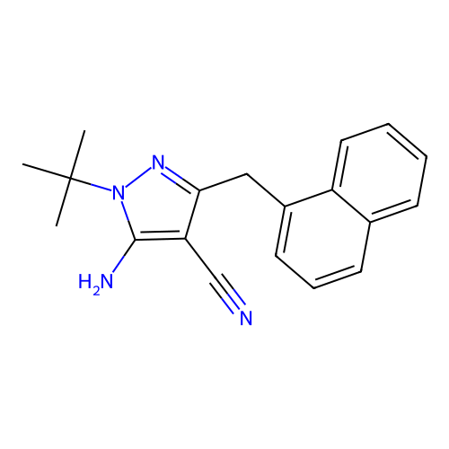 5-Amino-1-tert-butyl-3-(1'-naphthylmethyl)-4-cyanopyrazole structure