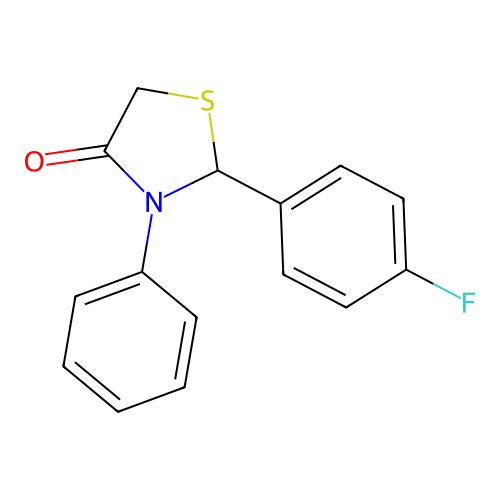 2-(4-Fluorophenyl)-3-phenyl-1,3-thiazolidin-4-one structure