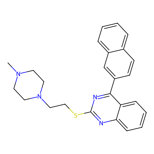 Quinazoline, 2-((2-(4-methyl-1-piperazinyl)ethyl)thio)-4-(2-naphthalenyl)- structure