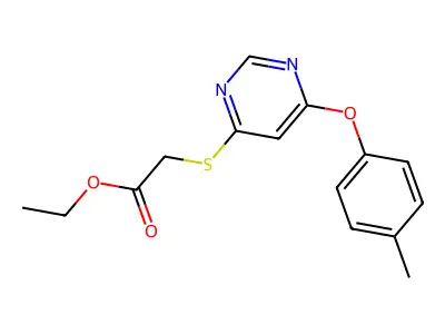 Acetic acid, ((6-(4-methylphenoxy)-4-pyrimidinyl)thio)-, ethyl ester structure