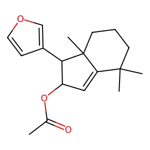 1H-Inden-2-ol, 1-(3-furanyl)-2,4,5,6,7,7a-hexahydro-4,4,7a-trimethyl-, acetate, (2alpha,3beta,3abeta)- structure