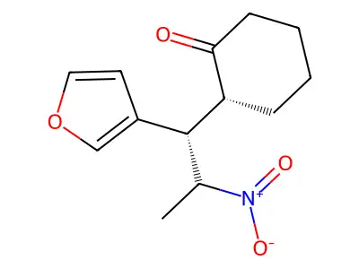 (2R)-2-[(1S)-1-(furan-3-yl)-2-nitropropyl]cyclohexan-1-one structure