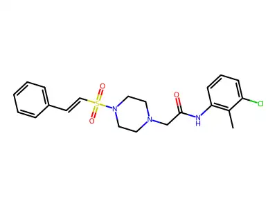 N-(3-chloro-2-methylphenyl)-2-[4-[(E)-2-phenylethenyl]sulfonylpiperazin-1-yl]acetamide structure