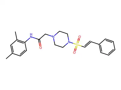 N-(2,4-dimethylphenyl)-2-[4-[(E)-2-phenylethenyl]sulfonylpiperazin-1-yl]acetamide structure