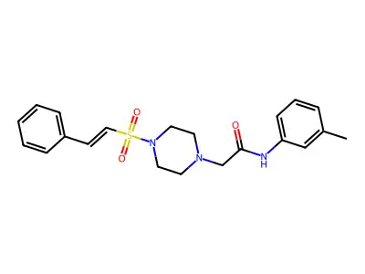N-(3-methylphenyl)-2-[4-[(E)-2-phenylethenyl]sulfonylpiperazin-1-yl]acetamide structure