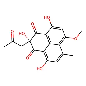 2-Acetonyl-2,4,9-trihydroxy-6-methoxy-7-methyl-1H-phenalene-1,3(2H)-dione structure