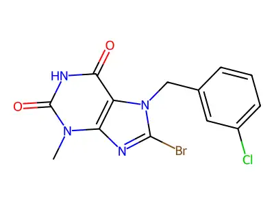 8-Bromo-7-(3-chlorobenzyl)-3-methyl-1H-purine-2,6(3H,7H)-dione structure