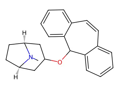 3-[(5H-Dibenzo[a,d][7]annulen-5-yl)oxy]-8-methyl-8-azabicyclo[3.2.1]octane structure