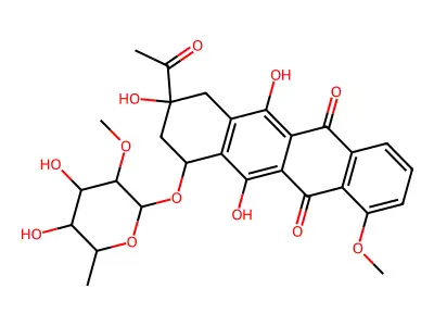 7-O-(6-deoxy-2-O-methyltalopyranosyl)daunomycinone structure