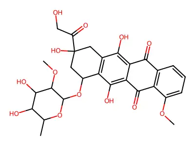 7(O)-(6-Deoxy-2-O-methyltalopyranosyl)adriamycinone structure