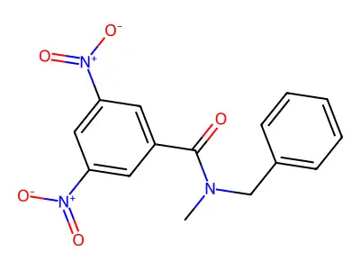 N-benzyl-N-methyl-3,5-dinitrobenzamide structure