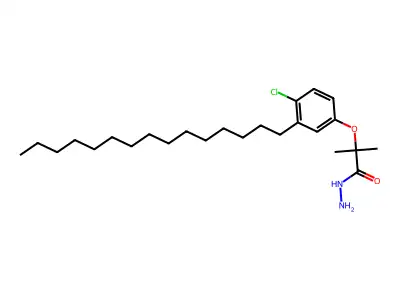 Propanoic acid, 2-(4-chloro-3-pentadecylphenoxy)-2-methyl-, hydrazide structure