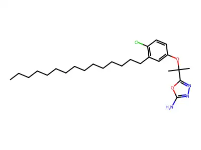 1,3,4-Oxadiazol-2-amine, 5-(1-(4-chloro-3-pentadecylphenoxy)-1-methylethyl)- structure