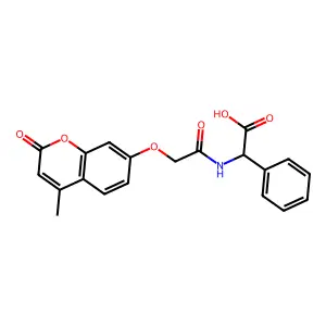 (2S)-({[(4-methyl-2-oxo-2H-chromen-7-yl)oxy]acetyl}amino)(phenyl)acetic acid structure