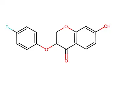4H-1-Benzopyran-4-one, 3-(4-fluorophenoxy)-7-hydroxy- structure