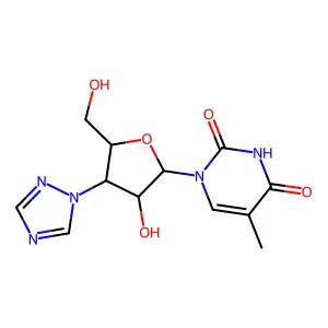 1-(3-(1,2,4-Triazol-1-yl)-3-deoxy-beta-D-arabinofuranosyl)-thymine structure