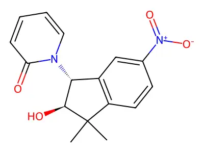 1,1-Dimethyl-5-nitro-3-(2-pyridon-1-yl)indan-2-ol structure