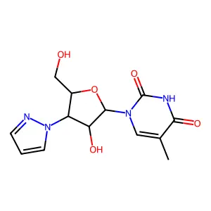 1-(3-Pyrazol-1-yl-3-deoxy-beta-D-arabinofuranosyl)thymine structure