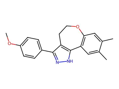 2H-(1)Benzoxepino(5,4-c)pyrazole, 4,5-dihydro-8,9-dimethyl-3-(4-methoxyphenyl)- structure