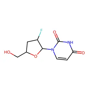 1-[(2R,3S,5S)-3-fluoro-5-(hydroxymethyl)oxolan-2-yl]pyrimidine-2,4-dione structure
