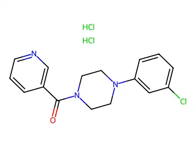 Piperazine, 1-(3-chlorophenyl)-4-(3-pyridinylcarbonyl)-, dihydrochloride structure