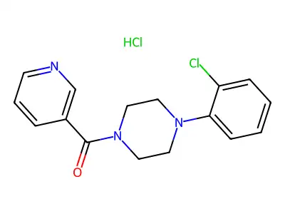 Piperazine, 1-(2-chlorophenyl)-4-(3-pyridinylcarbonyl)-, monohydrochloride structure