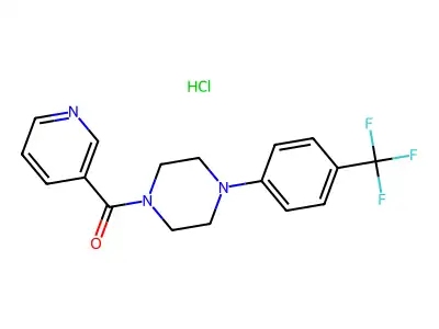 Piperazine, 1-(3-pyridinylcarbonyl)-4-(4-(trifluoromethyl)phenyl)-, monohydrochloride structure