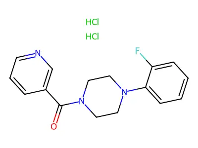 Piperazine, 1-(2-fluorophenyl)-4-(3-pyridinylcarbonyl)-, dihydrochloride structure