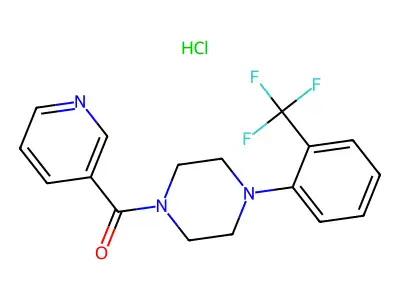 Piperazine, 1-(3-pyridinylcarbonyl)-4-(2-(trifluoromethyl)phenyl)-, monohydrochloride structure