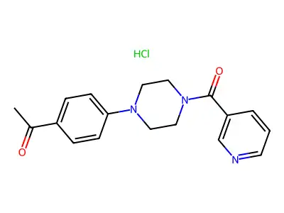 Piperazine, 1-(4-acetylphenyl)-4-(3-pyridinylcarbonyl)-, monohydrochloride structure