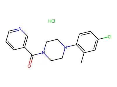 Piperazine, 1-(4-chloro-2-methylphenyl)-4-(3-pyridinylcarbonyl)-, monohydrochloride structure