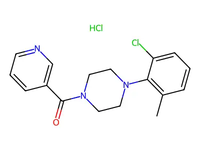 Piperazine, 1-(2-chloro-6-methylphenyl)-4-(3-pyridinylcarbonyl)-, monohydrochloride structure