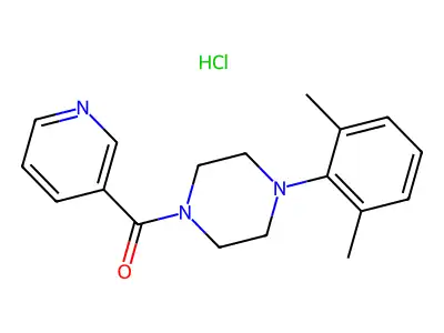 Piperazine, 1-(2,6-dimethylphenyl)-4-(3-pyridinylcarbonyl)-, monohydrochloride structure