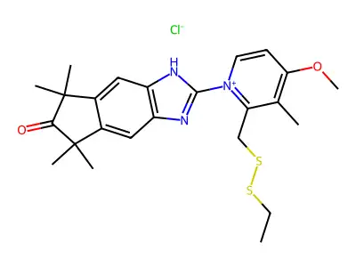 Pyridinium, 2-((ethyldithio)methyl)-4-methoxy-3-methyl-1-(1,5,6,7-tetrahydro-5,5,7,7-tetramethyl-6-oxoindeno(5,6-d)imidazol-2-yl)-, chloride structure