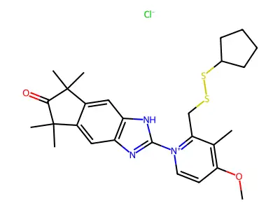 Pyridinium, 2-((cyclopentyldithio)methyl)-4-methoxy-3-methyl-1-(1,5,6,7-tetrahydro-5,5,7,7-tetramethyl-6-oxoindeno(5,6-d)imidazol-2-yl)-, chloride structure