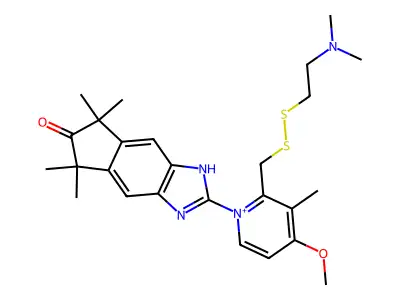 Pyridinium, 2-(((2-(dimethylamino)ethyl)dithio)methyl)-4-methoxy-3-methyl-1-(1,5,6,7-tetrahydro-5,5,7,7-tetramethyl-6-oxoindeno(5,6-d)imidazol-2-yl)- structure