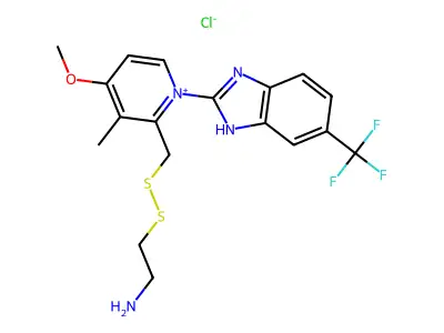 Pyridinium, 2-(((2-aminoethyl)dithio)methyl)-4-methoxy-3-methyl-1-(5-(trifluoromethyl)-1H-benzimidazol-2-yl)-, chloride structure