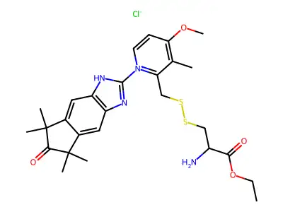 Pyridinium, 2-(((2-amino-3-ethoxy-3-oxopropyl)dithio)methyl)-4-methoxy-3-methyl-1-(1,5,6,7-tetrahydro-5,5,7,7-tetramethyl-6-oxoindeno(5,6-d)imidazol-2-yl)-, chloride, (R)- structure