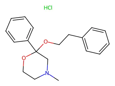4-Methyl-2-phenyl-2-(2-phenylethoxy)morpholine--hydrogen chloride (1/1) structure
