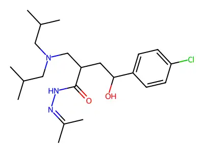 Benzenebutanoic acid, alpha-((bis(2-methylpropyl)amino)methyl)-4-chloro-gamma-hydroxy-, (1-methylethylidene)hydrazide structure