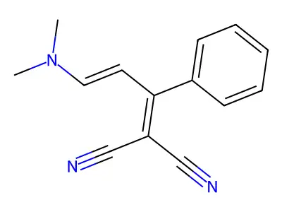 2-[(E)-3-(dimethylamino)-1-phenylprop-2-enylidene]propanedinitrile structure